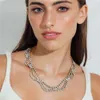 Cristal brillant géométrique vague gland collier déclaration tour de cou bijoux pour femmes strass multicouche collier tour de cou collier