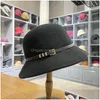 Stingy Brim Hats Autumn Winter Women Wool Caps Fashion Solid Color Bucket Cap With Leather Belt Woman Casual Fisherman Hat Drop Deli Dhthx