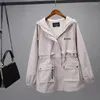 Casacos de trincheira feminina 2022 Spring Coat Women Women coreano com capuz Windbreaker Autumn Zipper Cardigan Beige Black Outerwear Roupas femininas