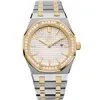 Eenvoudige dameshorloge Quartz Diamond Watch Grootte 33 mm roestvrijstalen goud en zilveren band