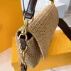 Nieuwe schoudertassen stro Tote portemonnee geschikt voor zomer vakantie aan zee hoge capaciteit met diagonale riem merk designer clutch 1127