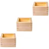 Bottiglie di stoccaggio 3Pcs Portasake quadrato in legno Stile giapponese Supporto semplice