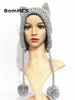 BeanieSkull Caps BomHCS Tricot Tressé Oreilles De Chat Chapeau Pour Femmes Tricot À La Main Crochet Réchauffeur Beanie Bonnet D'hiver 221125