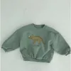 풀오버 가을 어린이 후드 멋진 공룡과 양털 어린이 편안한 스웨트 셔츠 221128