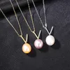 Pearl Pendant Necklace S925 Silver Micro Set Zircon Exquisite Necklace Europe Fashion Women Vintage Collar Chain Wedding Party Jewelry Valentine's Day Gift SPC