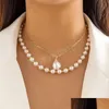 Pendant Necklaces Elegant Gothic Irregar Pearl Pendant Choker Necklace For Women Wed Bridal Clavicle Chain Jewelry Gifts Drop Delive Dhvta