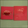 Biglietti d'auguri Marry Invitation Card Simation Rose Biglietti d'auguri Personalità Creativa Decorazione di nozze Forniture Red S Pearl Paper Dh2Je