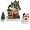 Garden Decorations Christmas Village Characters Collectible Accessories Kid Playing Figurine of Xmas Decoration Merry Christmas Holiday Scene Decor 221126