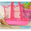 Storage Bags Folding Mesh Handbag Mti Function Kid Beach Bag Pink Tote Toy Shells Storage Pouches 6Kj C Drop Delivery Home Garden Ho Dhv7K