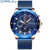 2022 HOT Vendedor CRRJU Men's Sports Watch Moda Multifunção Mish Mesh Strap Business Watch