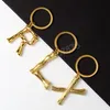 Women Keychain Alloy Big A-Z 26 Letras Titular da moda Fashion Bamboo Iniciais Charms Bag Pingente Acessórios Presentes de joias