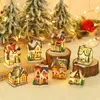 Juldekorationer LED Lätt trähus Lysande stuga Merry för hem Diy Xmas Tree Ornaments Kids Gift År 221125