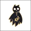 Булавки броши черные хэллоуин кошачьи эмалевые булавки мультфильм темные панк -броши металлические значки аксессуары 617 H1 Drop Delief Jewel Dhgarden Dhn3j