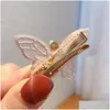 Клипы для волос Barrettes Butterfly Hair Clips Girls Fashion Colorf Gradient Women Hairpins Vintage Gold Sier Haarspeldjes voor Meisjes dh9jm