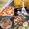 BBQ Tools Tillbehör 5/9 st verktyg Set rostfritt stål grillgrill utomhus camping matlagning grillpaket med väska 221128