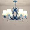 Żyrandole w stylu Morza Śródziemnego Blue Iron Chandelier do sypialni jadalnia amerykańska vintage Lighting Lighting Świeca LED