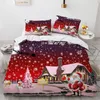 Ensembles de literie housse de couette de noël microfibre 3d père noël ensemble dessin animé unique roi pour enfants adolescents filles chambre décor 221125