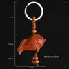 Keychains 10Pcs Cute Fish Pendant Keychain Peach Wood Vintage Charms Christmas Gift Car Key Chain Women Men Jewelry