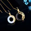 Party Favor Designer Sun moon and stars peace buckle sterling silver 925 couples necklace men and women national tide ethnic style collarbone chain obsidian pendant