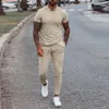 Men's Tracksuits Sets Summer Casual Simple T-Shirt Sports Suit Two PieceShorts Fashion Short-Sleeved Fitness Jogger Tracksuit Men 221128