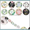 Other Decorative Stickers Mini Round Flower Sticker Thank You Stickers Baking Label Self Adhesive Decorate Business Gifts 500Pcs 2 3 Dhkwl