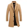 Coats Formal Winter Stylish Trench Overcoat Jacket For Men Solid Color Long Sleeve Outerwear Button Up Fashion Male