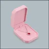 Jewelry Boxes Square Shape Veet Jewelry Packaging Holder Pink Color Box For Pendant Necklace Bracelets Rings Earring Boxes D Dhgarden Dhikp