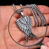 Angel Wing Pendant Necklaces Ancient Silver Stainless Steel Feather Necklace for Women Men Fashion Fine Jewelry