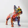 Criatividade Arte moderna Est￡tua de bulldog franc￪s colorida Officiti Officiti Office Office Office Office Intring Resin Dog Decor Crafts 221126