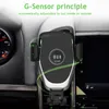 Supports de chargeur sans fil pour iPhone 11 Pro X Xs Max Samsung S10 S9 Note 8 Xiaomi Support de voiture à charge rapide Support de téléphone 10W Ventilation rapide par gravité pour tous les appareils Qi C12