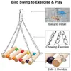 Autres fournitures d'oiseaux 8pcs jouets pour animaux de compagnie ensemble perroquet à mâcher non teinté en bois environnement sain balançoire échelle combinaison pour cage 221128