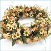 Flores decorativas grinaldas grinaldas de flores artificiais grinaldas primavera verão para a porta da frente janela parede de casamento jardim de jardim dh2o3