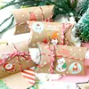 Geschenkwikkeling 24 -stcs Countdown to Christmas Advent Kalender Kit Kraft Pillow Box Holiday Party Treats Candy Pouch Holder Inpak Supplies 221125