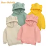 Pullover Nette Baby Mädchen Hoodies Kinder Jungen Herbst Fleece Pullover mit Bär Ohr Frühling Kleidung Solide Säuglings Kinder Kleidung 221125