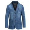 Hommes Denim Blazer costume masculin surdimensionné mode coton Vintage 4XL bleu manteau veste hommes Jeans Blazers BG2182