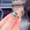 Clusterringen Groothandel D kleur groene moissanite ring voor vrouwen cadeau verjaardag cadeau fijne sieraden s925 zilver eenvoudige klassieker