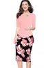 فساتين غير رسمية Thintenda Women Elegant Floral Print Dress Fye Fake Office Office Walk Pencil Brade Business Party Party Bodycon Dresses 221126