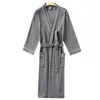 Vêtements de nuit pour femmes peignoir japonais femme longue été printemps et automne Couple pyjama mince gaufre homme Robe coton