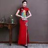 Etniska kläder kvinnor satin qipao elegant vit lång kinesisk klänning sexig smal phoenix tryck cheongsam utsökt storlek 3xl 4xl 5xl