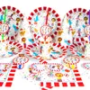 Vaisselle jetable 44 pièces/ensemble décorations de fête de cirque ensemble de vaisselle en papier animal acrobatique fournitures d'anniversaire pour enfants pour 12 personnes 221128