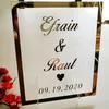 Feestdecoratie aangepaste bruid bruidegom naam spiegel frame bruiloft bewegwijzering gepersonaliseerde transperant acryl bord plaat met nageldecoraties voorstanders 221128