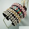 Hoofdbanden Colorf Crystal Flower Hoofdband Vintage Glanzende strass Peded Black Veet Haarband Vrouwelijke feestjes Hoofddeksels Drop levering J Dhmei