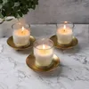 Candle Holders 4 Pcs Gold Iron Plate Holder Decorative Pillar Pedestal Stand For LED & Wax Candles CNIM