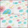 Other Decorative Stickers Thank You Gift Packing Sticker Circar Floral Pattern Label Wrap Stickers Festival Baking Food Gifts Decor Dhr4F