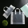 Emballage cadeau 50pcs grands sacs en plastique Transparent imprimé blanc frontière Shopping bijoux emballage avec poignée