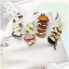 Pins broches cartoon delicatesse pins 4pcs/set gelaagde hamburger gyoza ramen cake broches voor vrouwen email pin sieraden metalen badges den dhawg