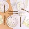 Disposable Dinnerware 40Pcs Party Tableware Set Gold Cups Plates Paper Napkins for Wedding Adult Kids Birthday Decorations 221128