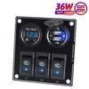 Voltmeter 12V och Switch QC 3.0 Dual Port Fast USB Car Charger Cigarett￤ndare i den vattent￤ta adapterpluggen