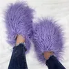 Slippers vrouwen 39s roze pluizige schapenbont Furry aangepast logo Mogolische modedia's Drop levering smtjt