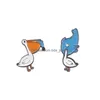 Pins Brooches Creative Animal White Goose Eat Fish Brooches For Women Cartoon Cute Couple Enamel Paint Lapel Pins Funny Badges Deni Dhwmc